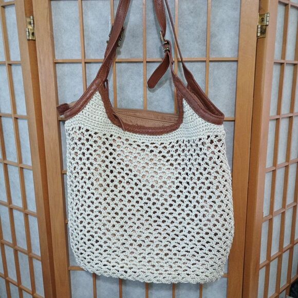 The Sak Heritage Hobo Shoulder Bag Leather Crochet Purse 2015 Brown Vintage Bag - Picture 4 of 16